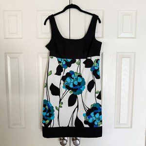 Dressbarn Floral Dress - Black/White/Blue Size 10